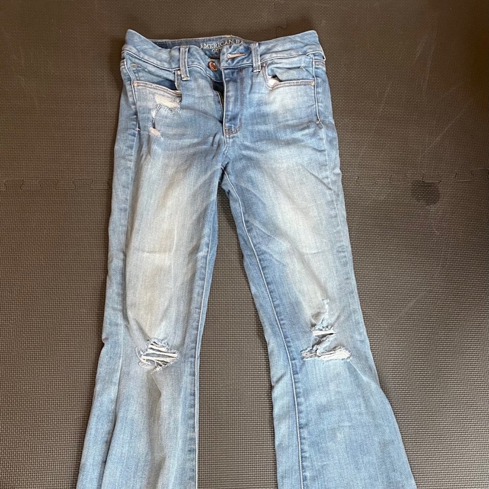 American Eagle Hi-Rise Boho Artist Flare Jeans, 6